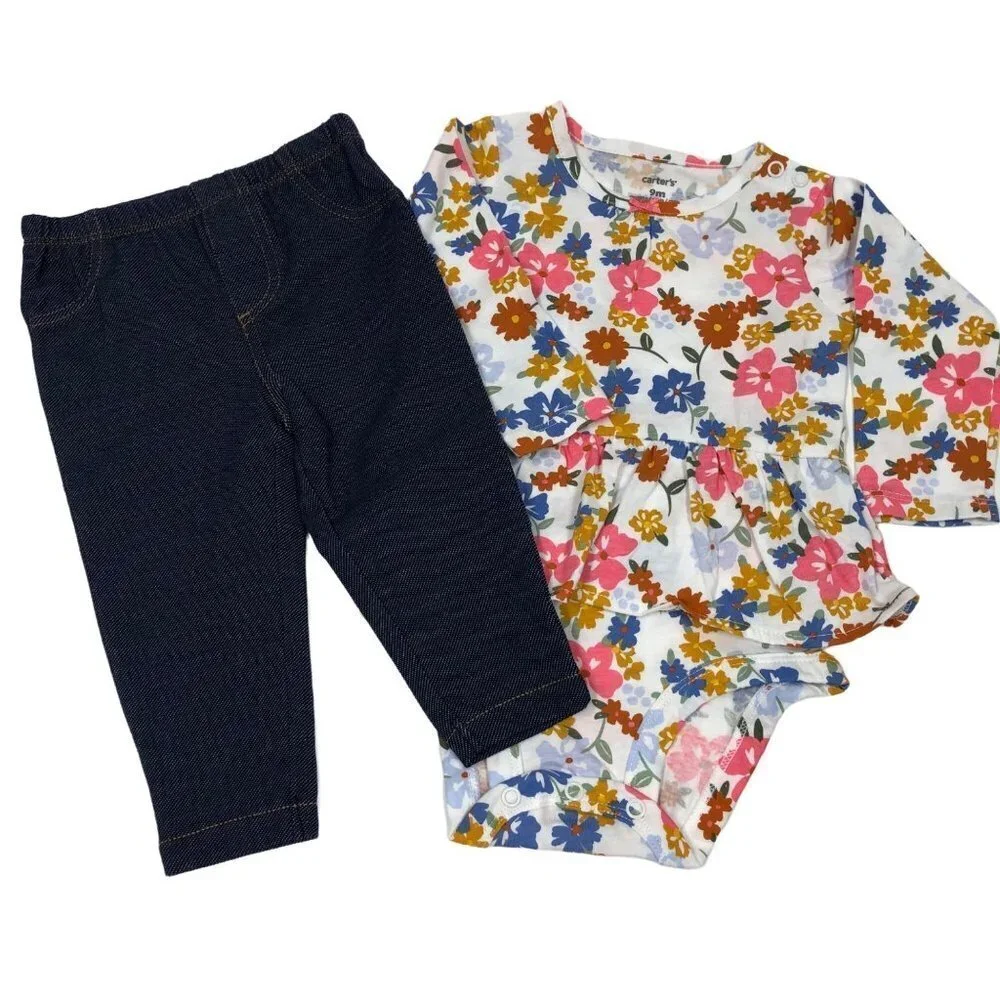 CARTERS Baby Girls Bodysuit and Pants, 4 Piece Set  SIZE‎ 18 MOS new with tag